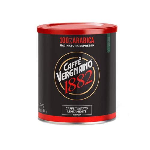 Caffè Vergnano 100% ARABICA ESPRESSO Tin (250gr gemalen koffie)